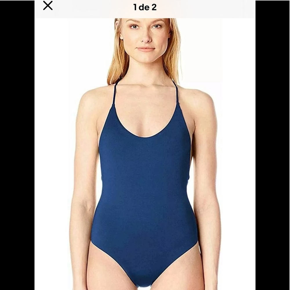Dolce Vita Solid One Piece Cross Back SwimsuitDusk